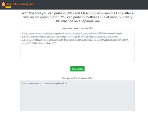 How ClearURLs has cleans up the dirty Amazon link with the built-in tool to clean up multiple URLs at once