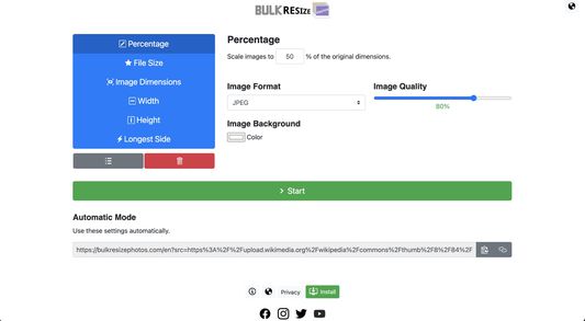 Bulk Resize Photos has simple but powerful resizing settings.
